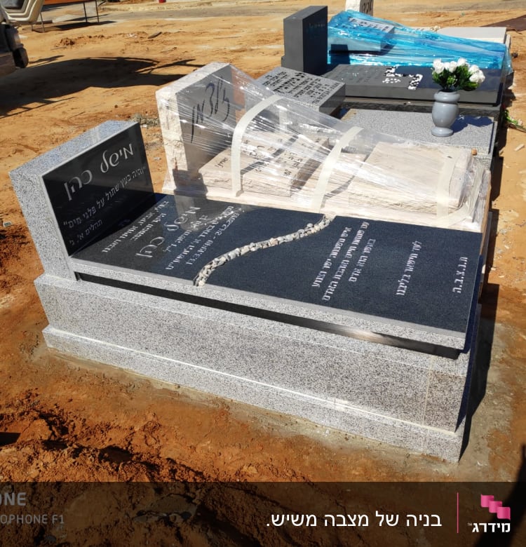 מצבות אבן עם כיתוב בעברית בבית קברות